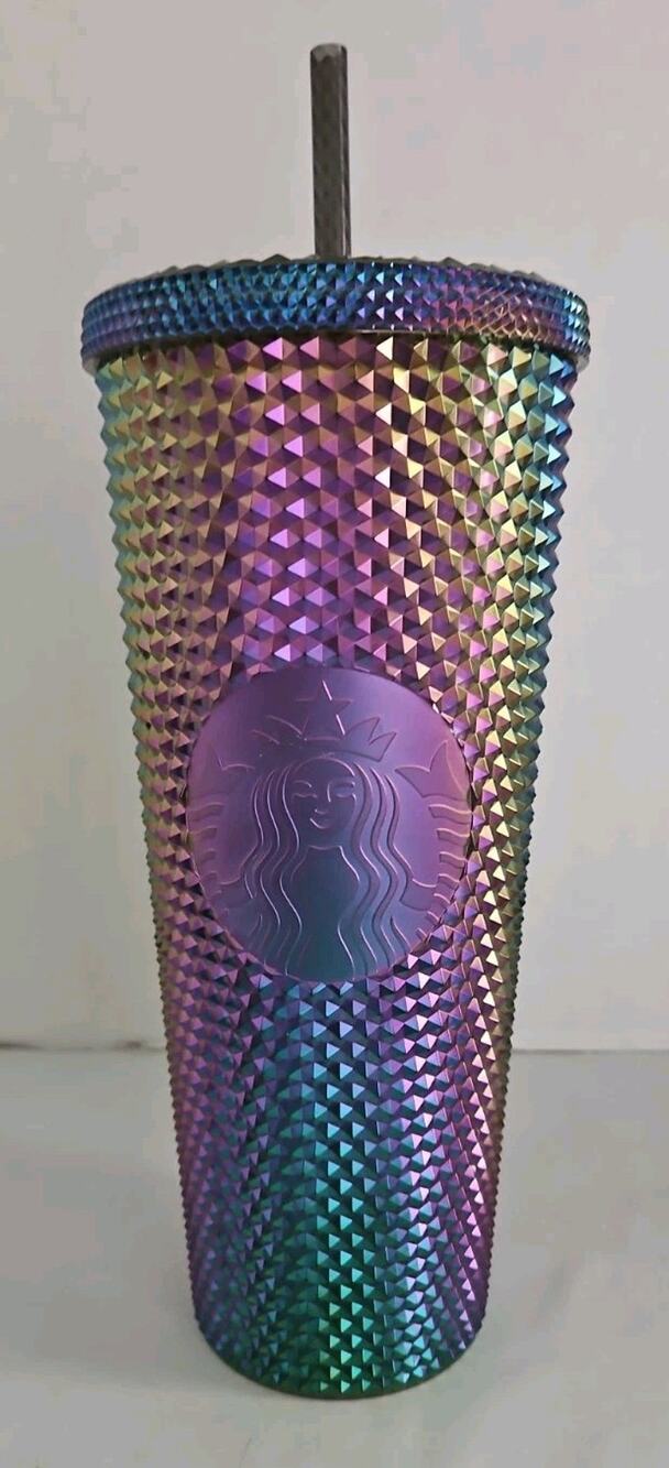 Starbucks Oil Slick Rainbow Studded Tumbler Cold Cup 24oz Venti Fall 2023, New
